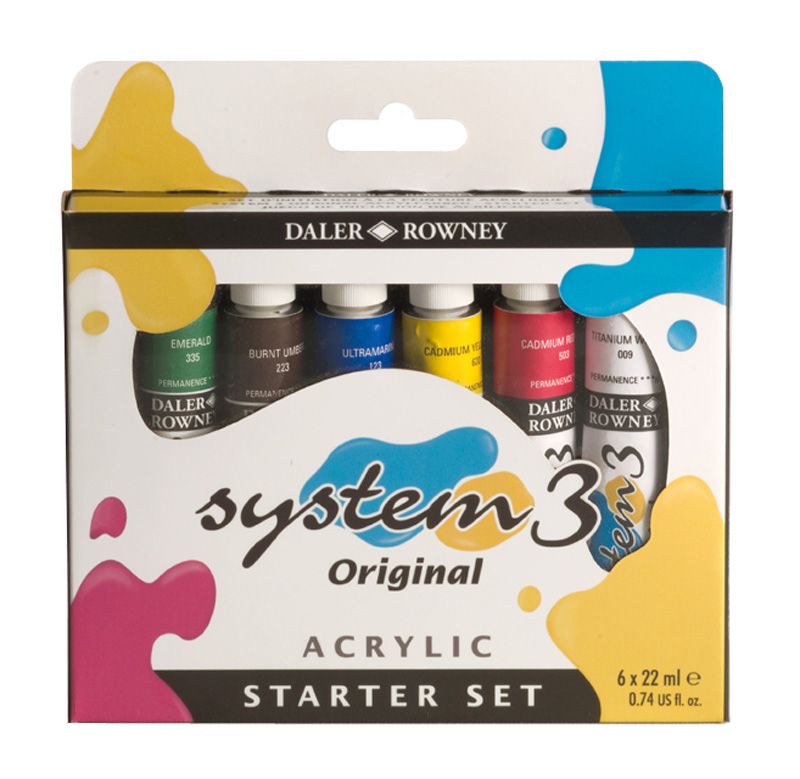 System 3 Original Acrylfarbe 22ml Tuben 6 Farben