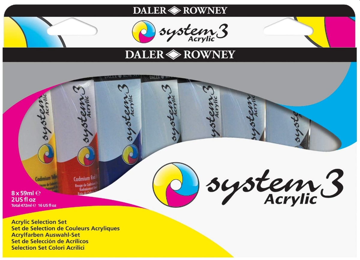 System 3 Original Acrylfarbe 59 ml Tuben 8 Farben
