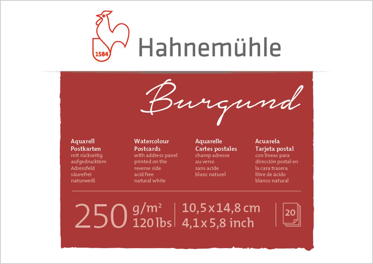 HM Aquarell-Postkartenblock 250g/m² 10,5x14,8cm 20 Blatt